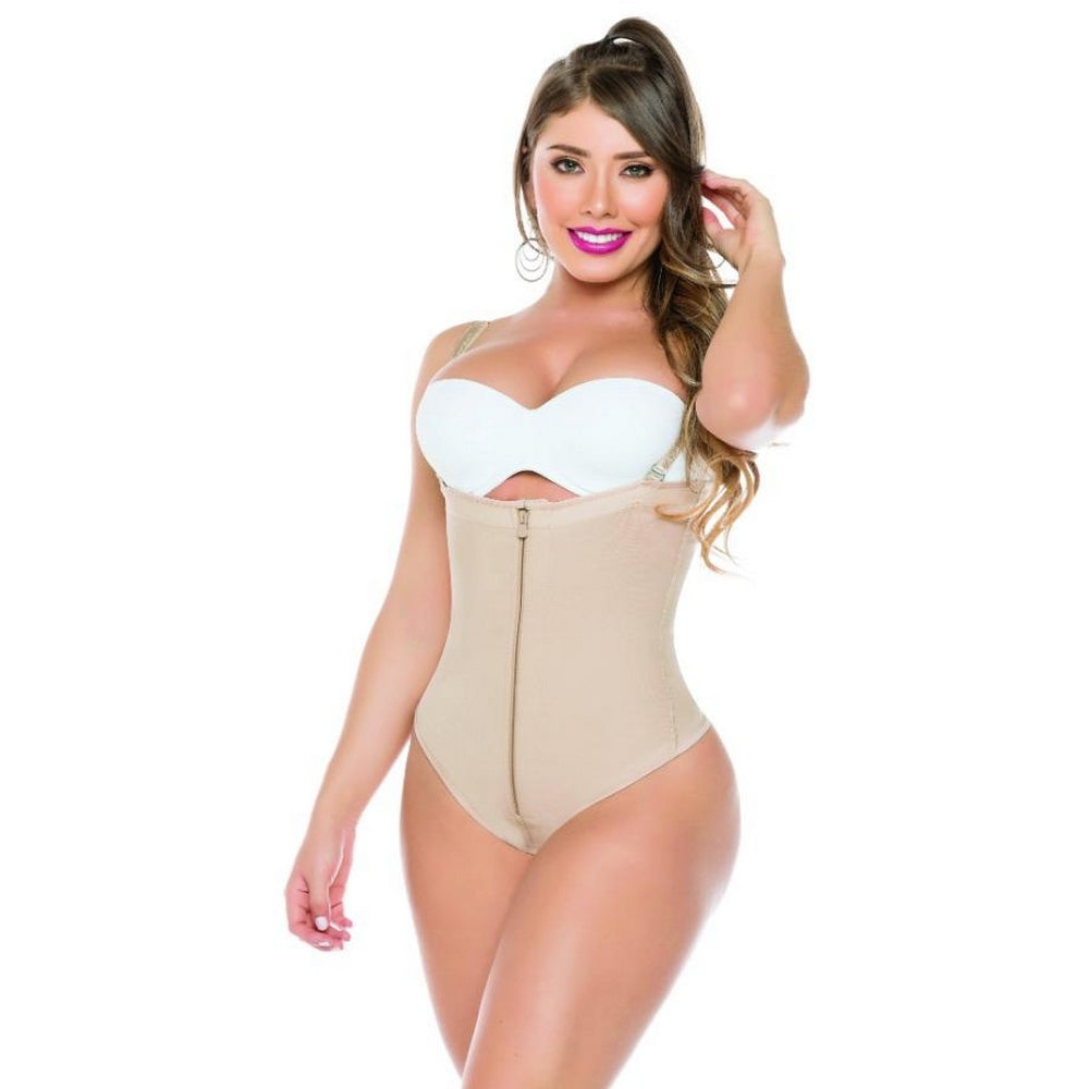 Faja-Salome-0212-Strapless-Body-Shaper-compression-Thong-Beige