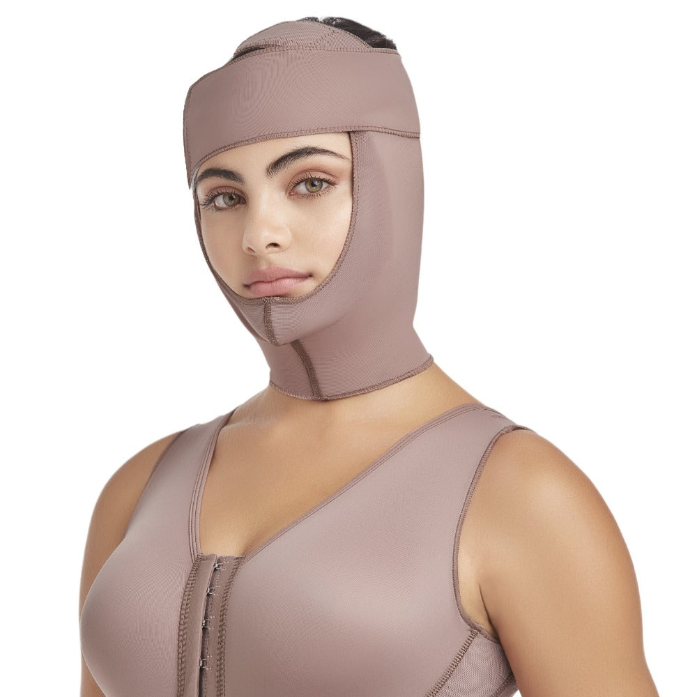 DELIE by Fajas Diseños DPrada Faja Colombiana 11029 Post-Surgical Girdle for Chin, Neck and Face Cafe'