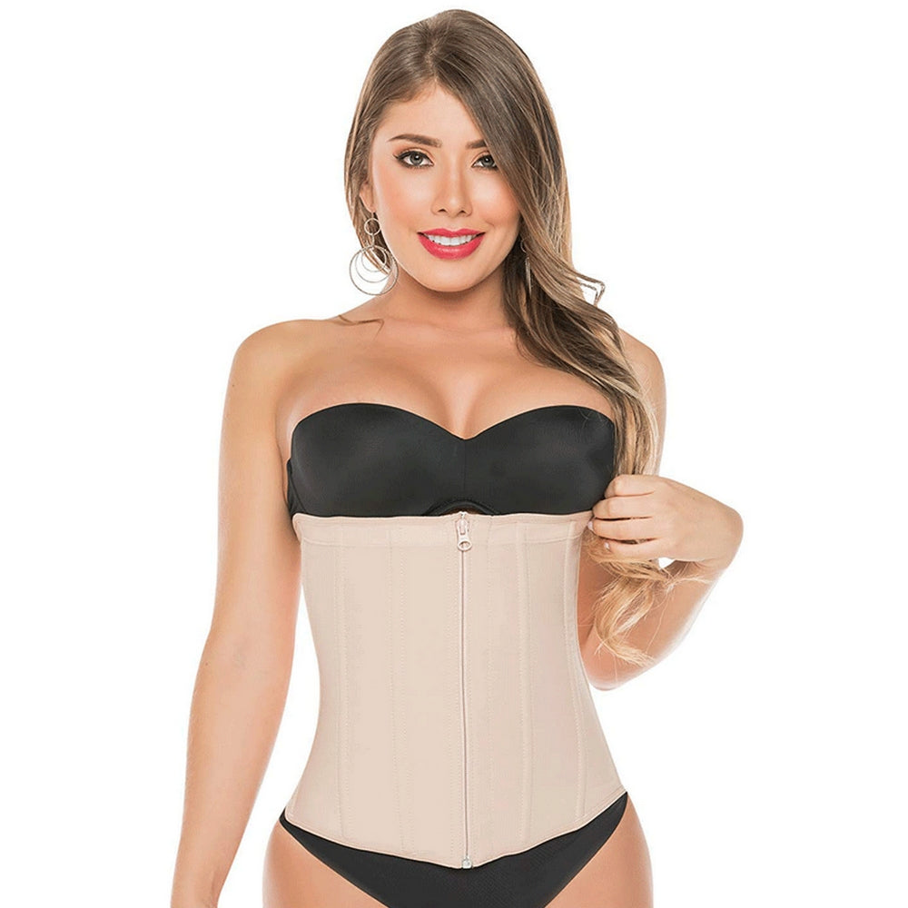 Faja-Salome-0315-1-Lady's-Waist-Trainer-with-Zipper-Beige