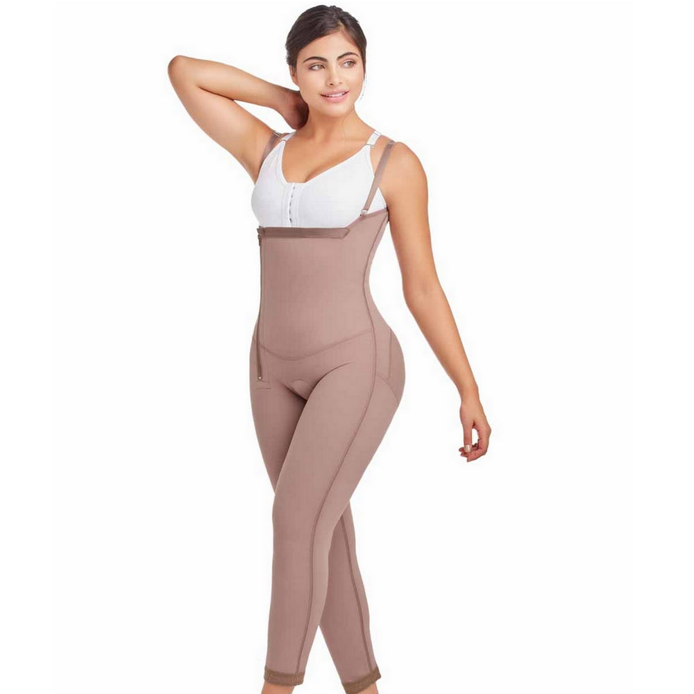 Delie Fajas Diseños DPrada Faja Colombiana 11022 Open Bust Bodysuit Post-surgical girdle Cafe'