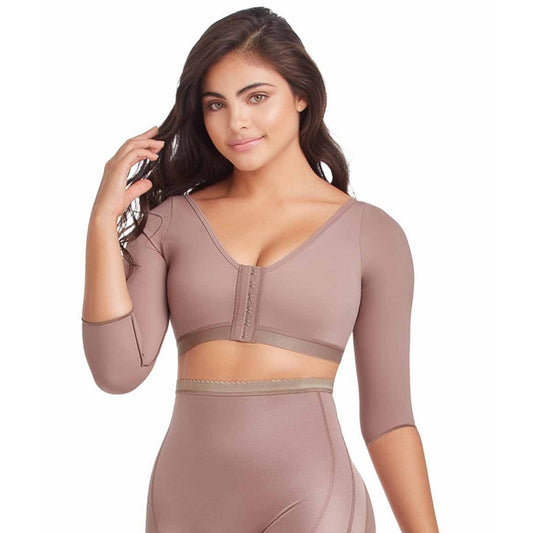 Delie by Fajas Diseños DPrada Faja Colombiana 09055 Bra with sleeves Post surgery Cafe´