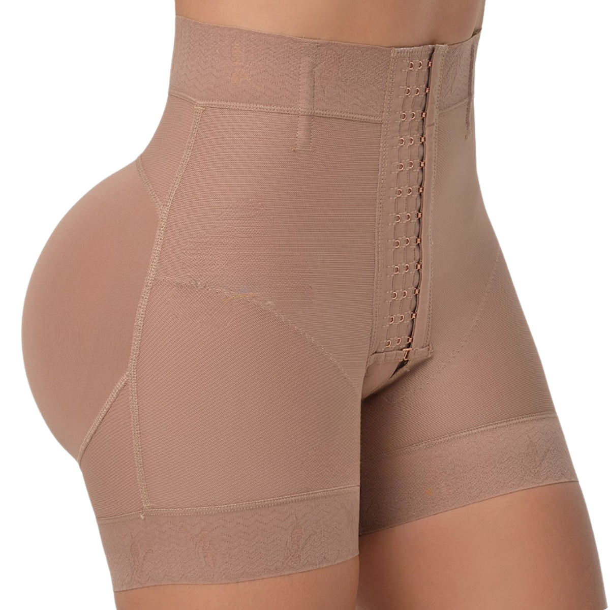 Melibelt 5035 HELENA high-waist body short in Cafe - side view with natural butt lift