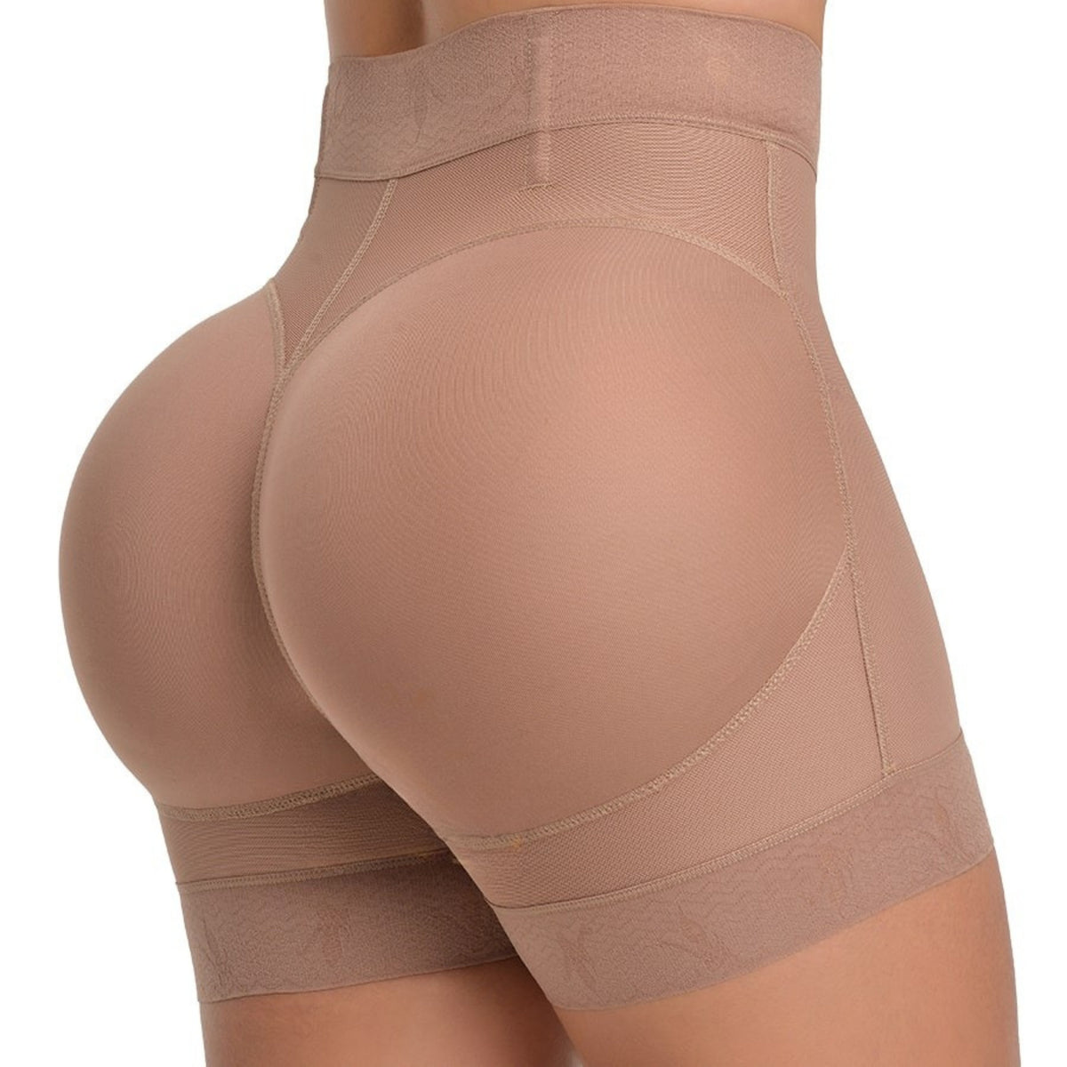 Melibelt 5035 HELENA high-waist body short in Cafe - back three-quarter view