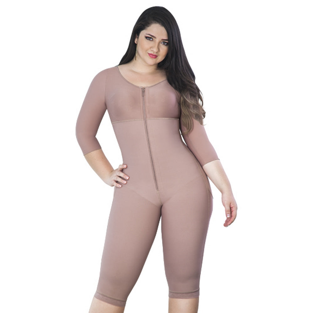 Faja-Colombiana-Melibelt-3015-Full-Body-Shaper-Post-Surgical-with-sleeves-and-Bra-Coffe